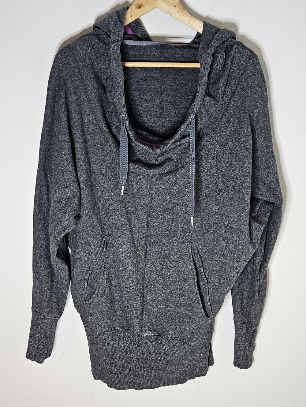 Lululemon Flashback Hoodie in Heathered Dark Grey Cowlneck Women's 8